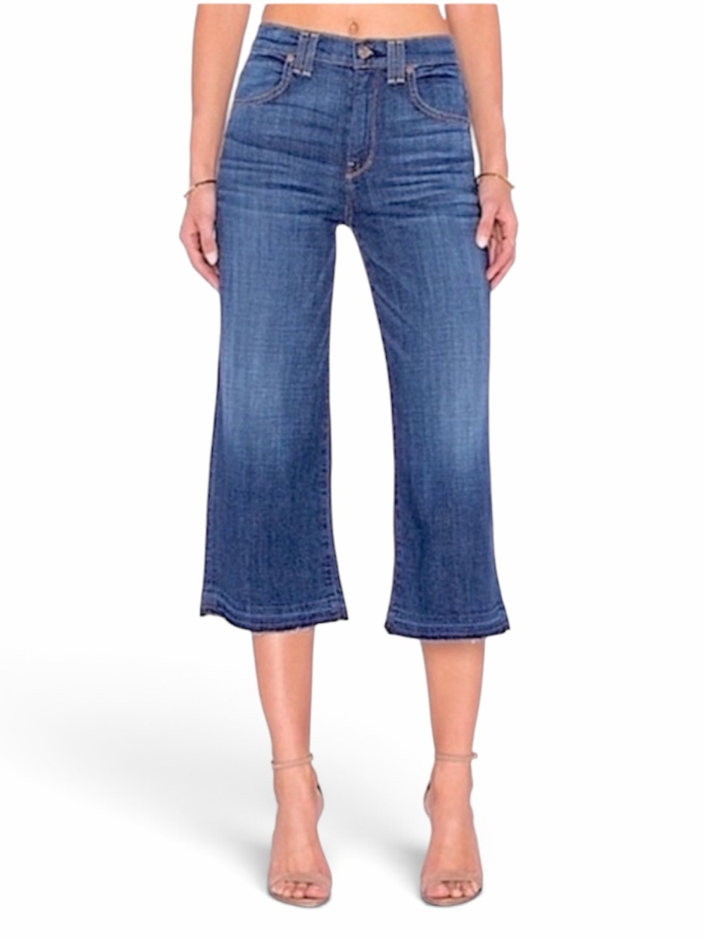 7 for all Mankind Wide Leg Crop Raw Hem Jeans Size 26